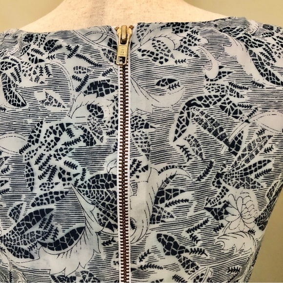 Anthropologie. Corey Lynn Calter. Fit & Flare Dress. Blue & Cream. Size 4 - Picture 7 of 12